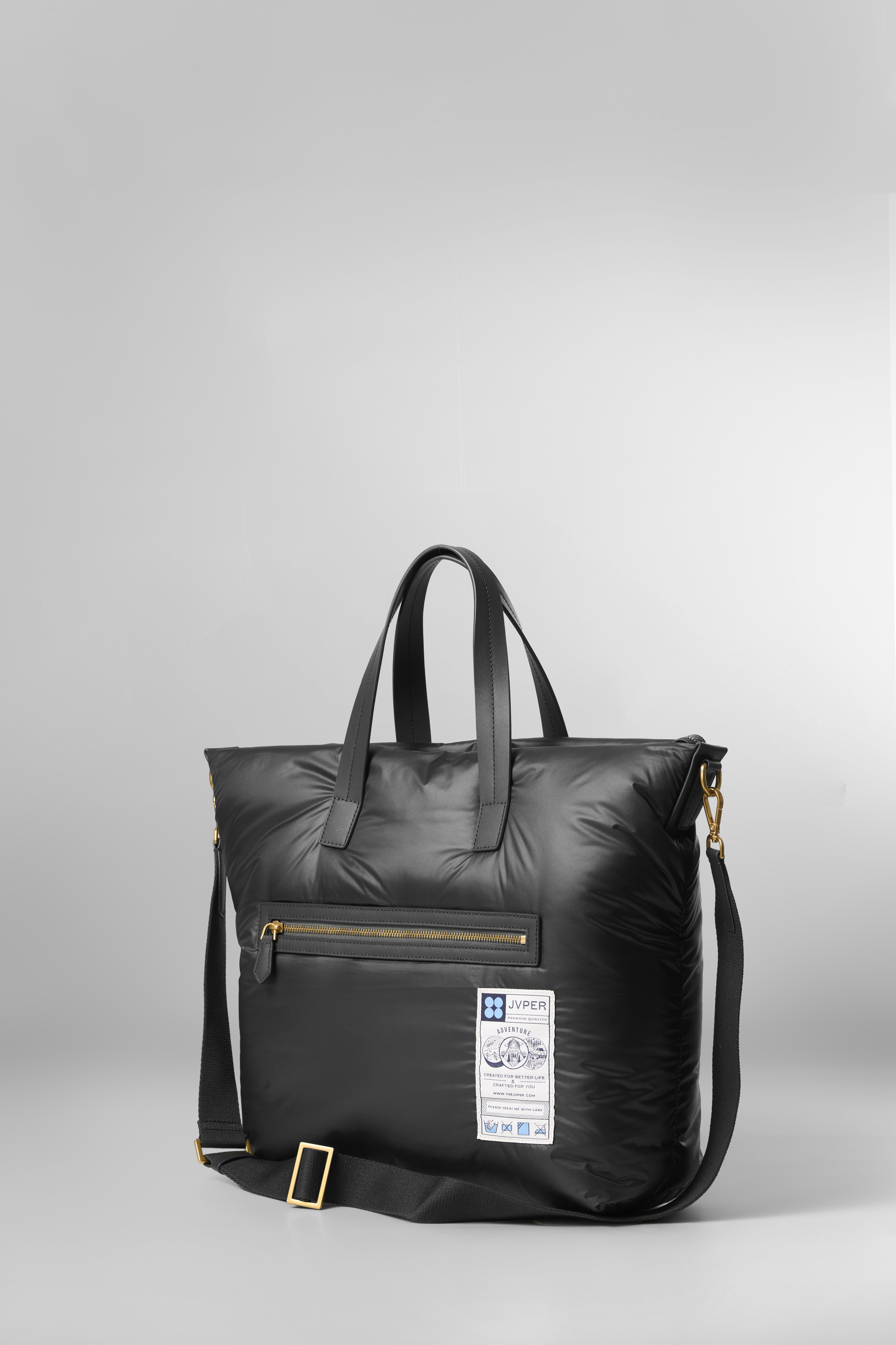 Adventure Padded Light Nylon Tote Bag – Black