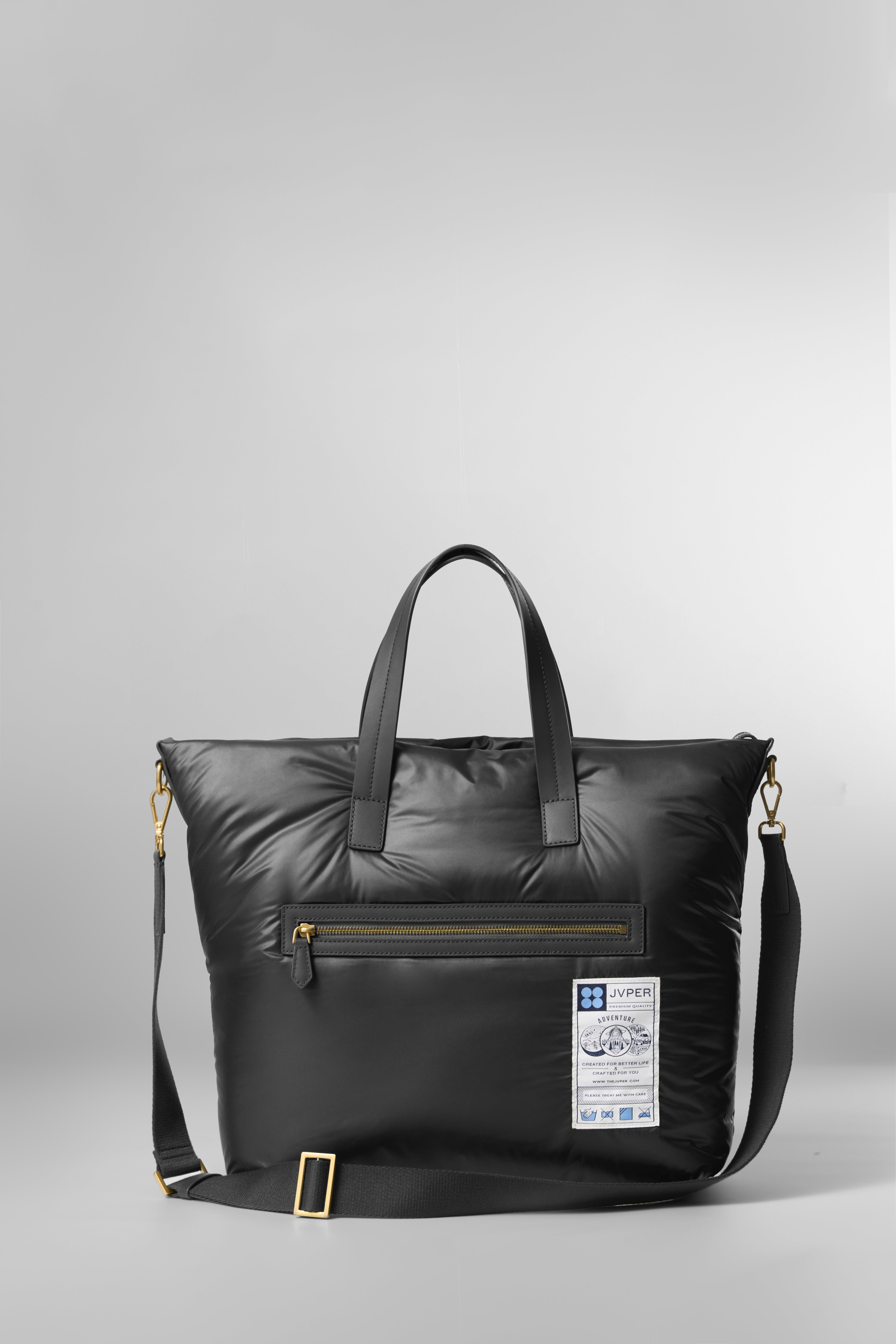 Adventure Padded Light Nylon Tote Bag – Black