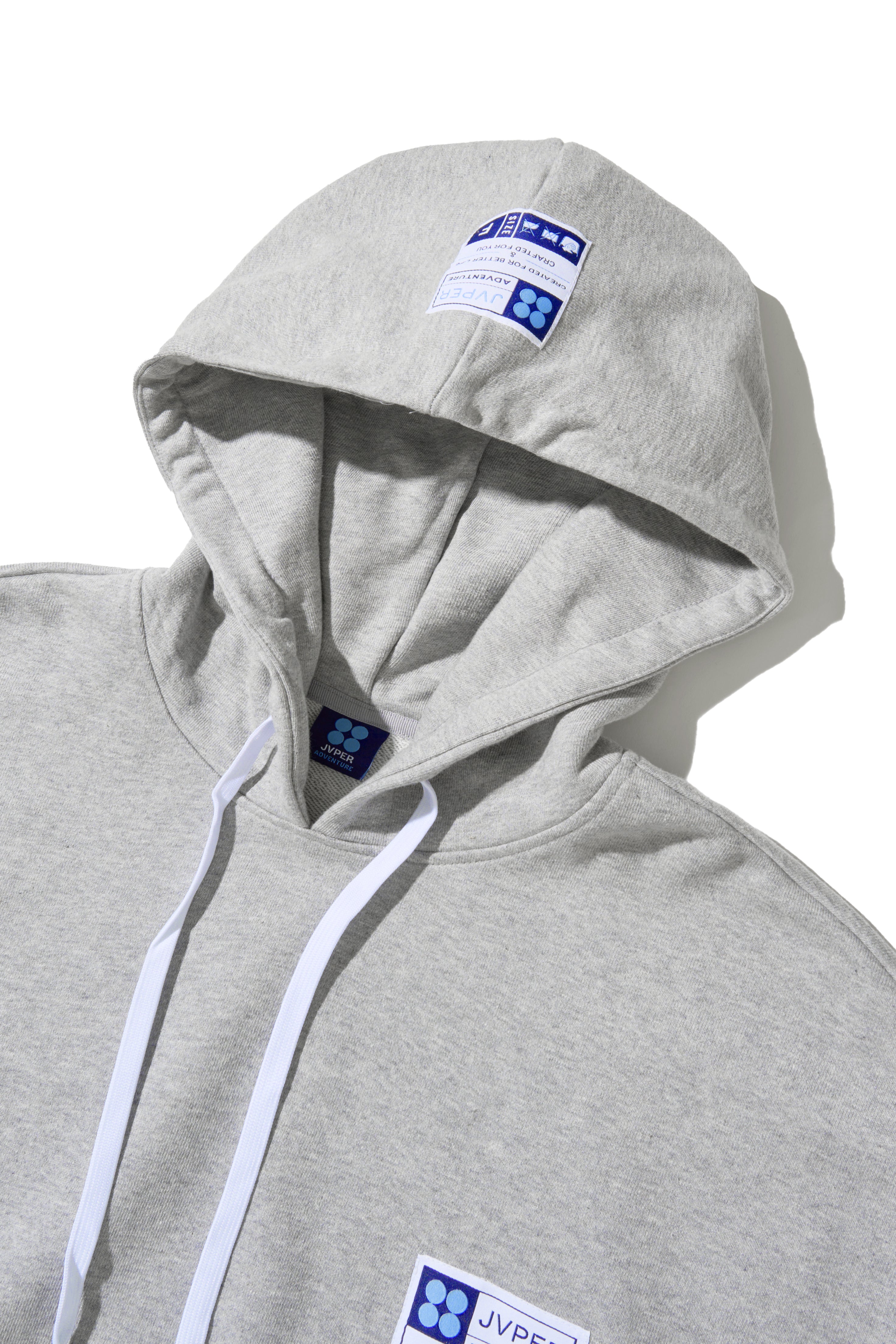 어드벤처 시그니처 라벨 오버핏 후디 – 멜란지 그레이