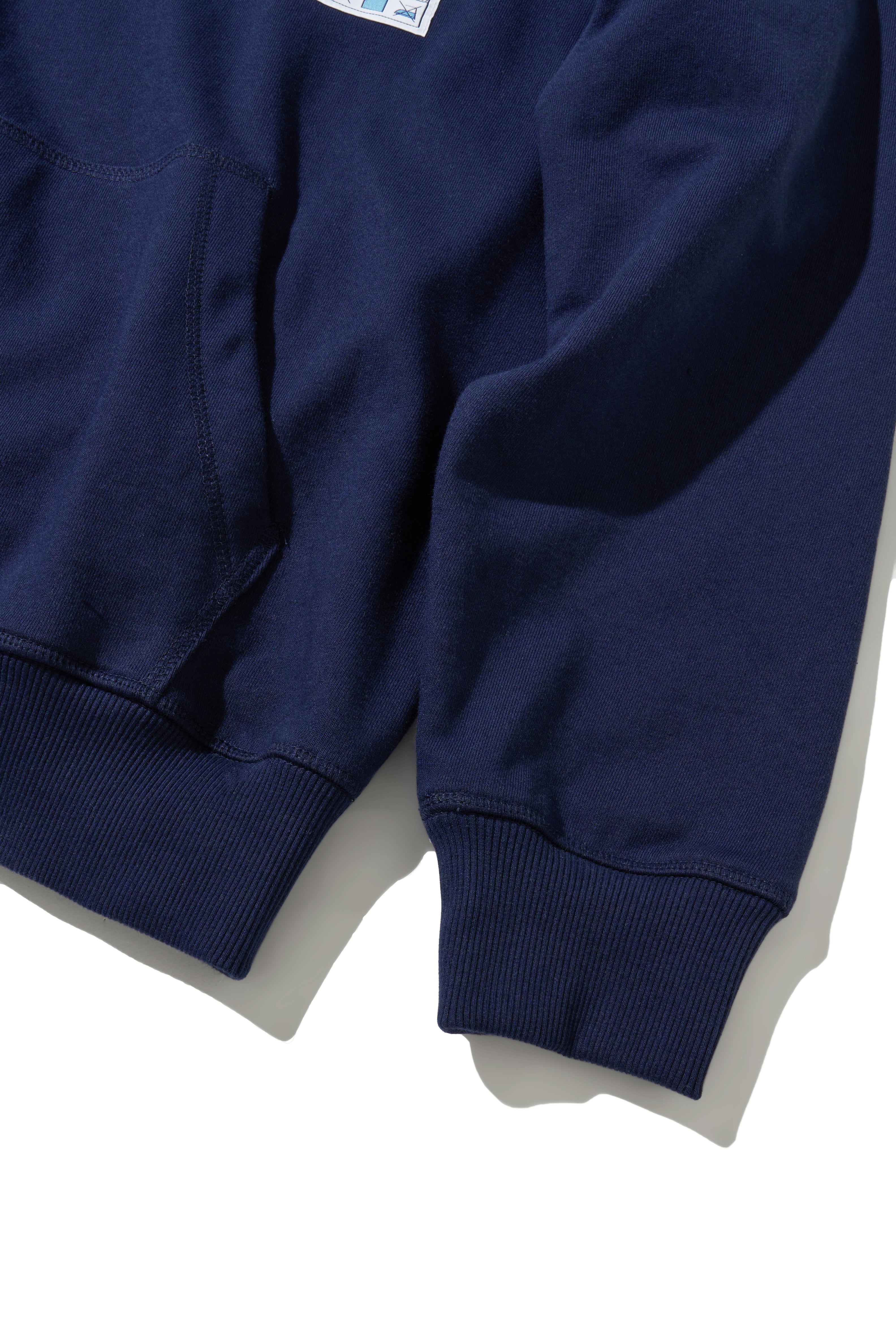 어드벤처 시그니처 라벨 오버핏 후디 – 네이비