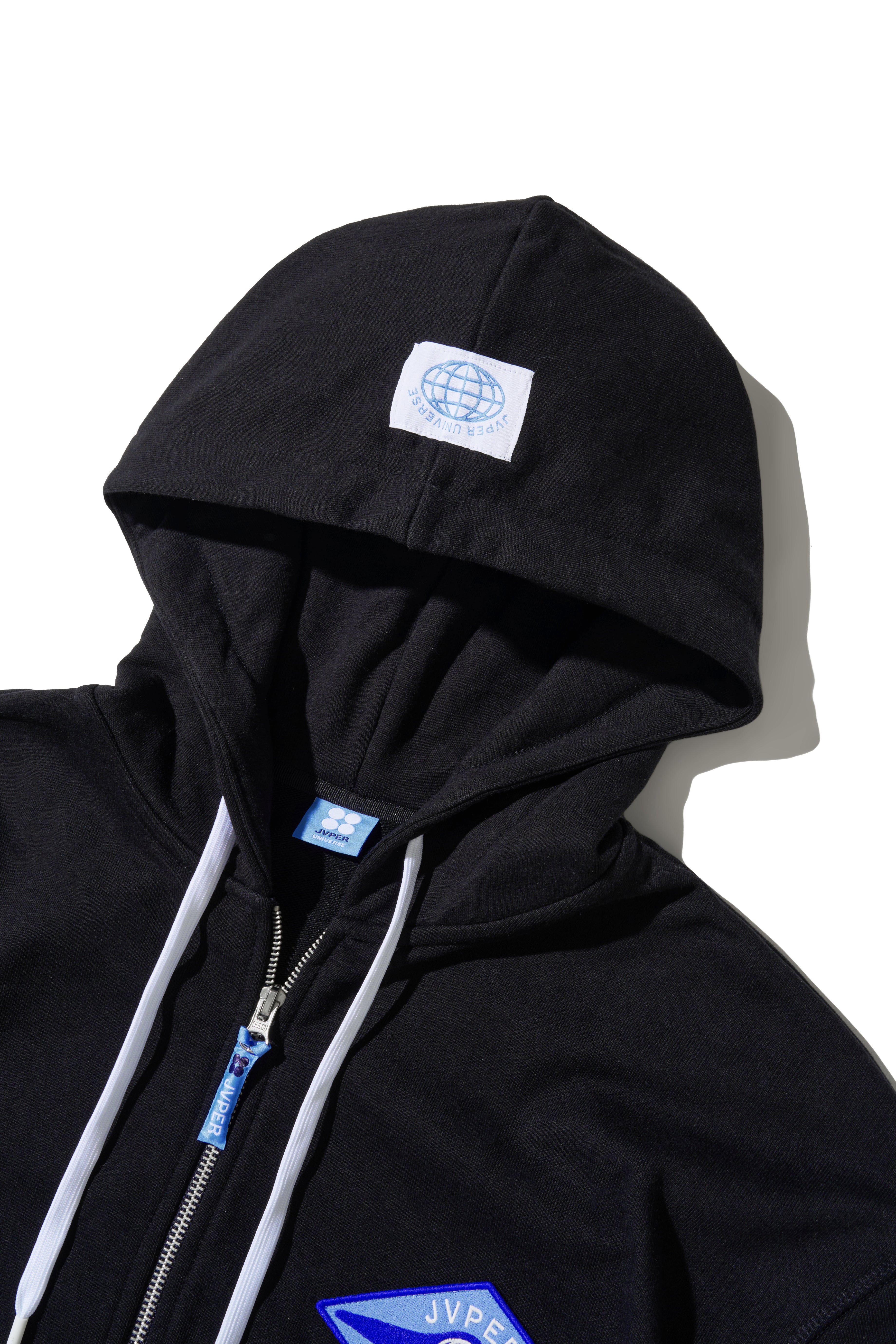 Universe Zip-Up Hoodie – Black | Diamond Emblem Embroidered Patch