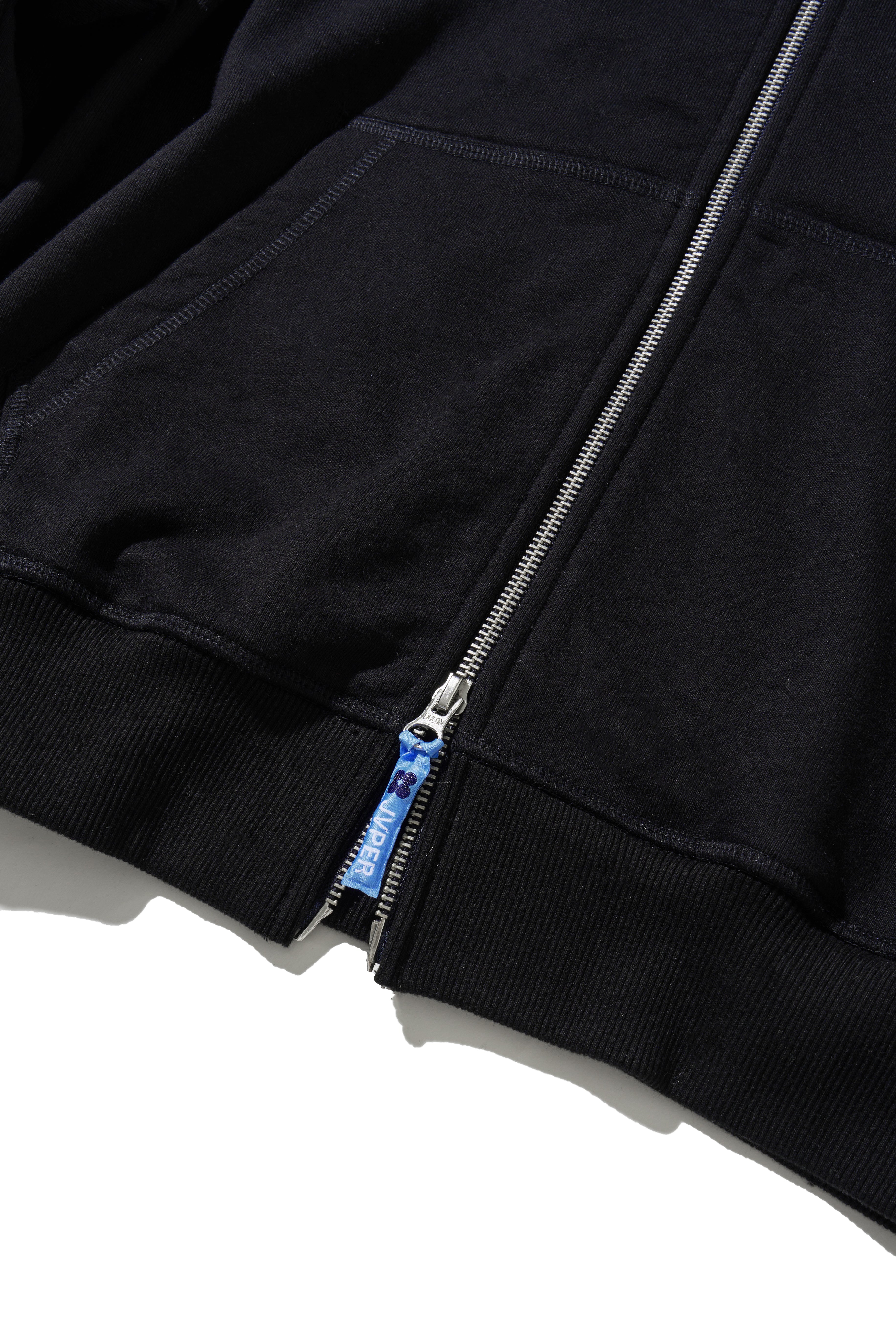 Universe Zip-Up Hoodie – Black | Diamond Emblem Embroidered Patch