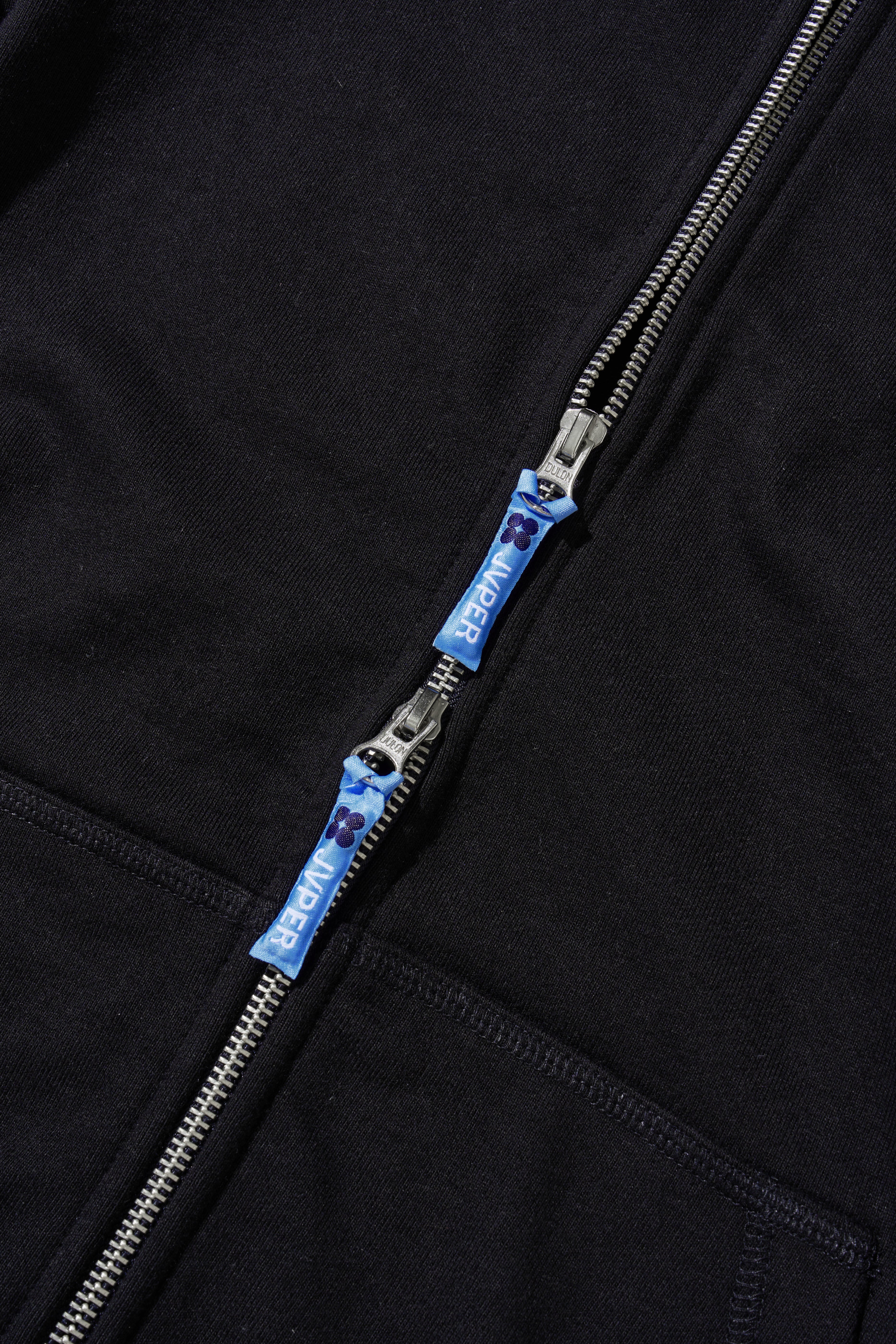 Universe Zip-Up Hoodie – Black | Diamond Emblem Embroidered Patch