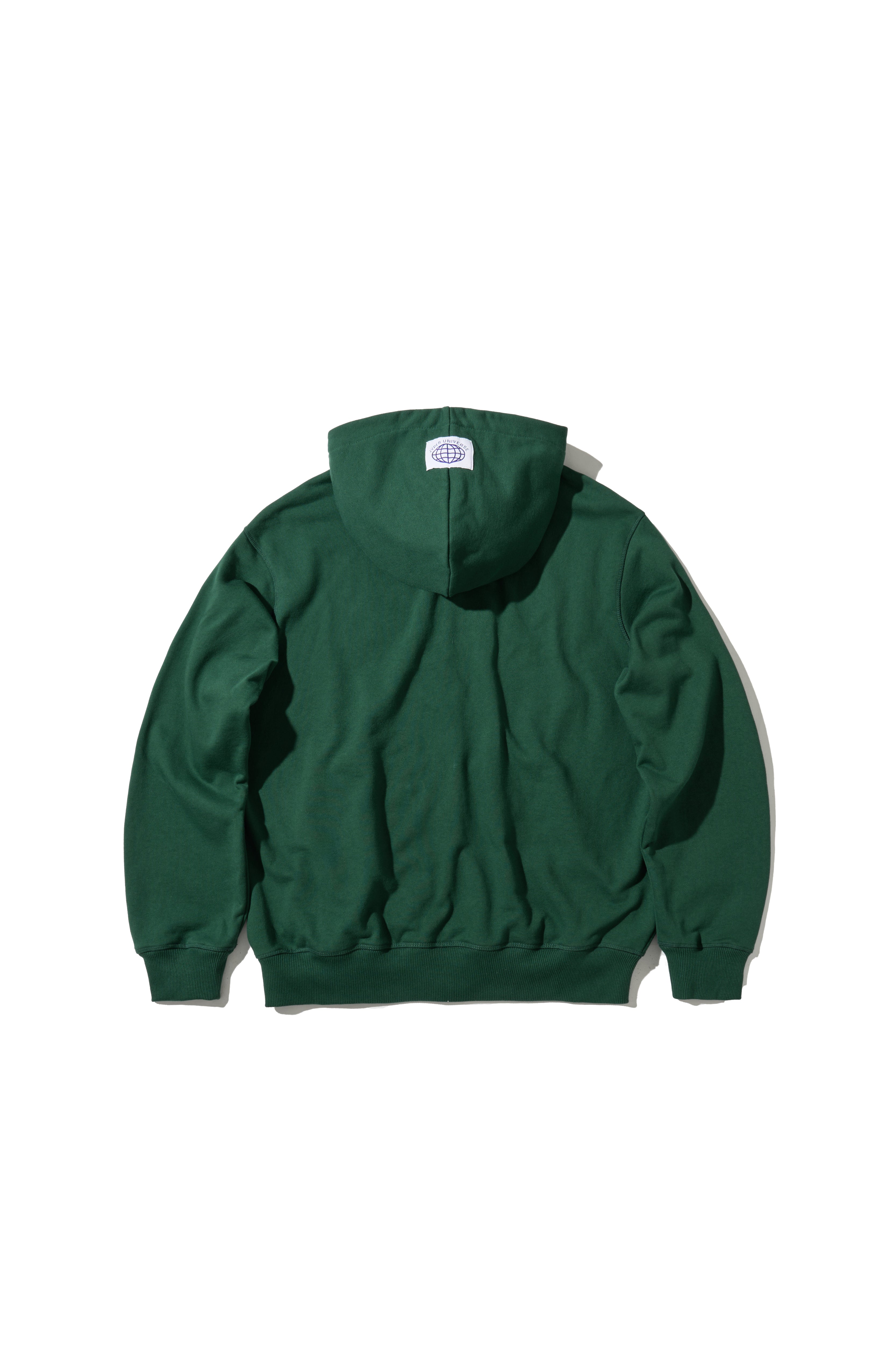 유니버스 다이아몬드 엠블럼 자수 패치 집업 후디 – 그린