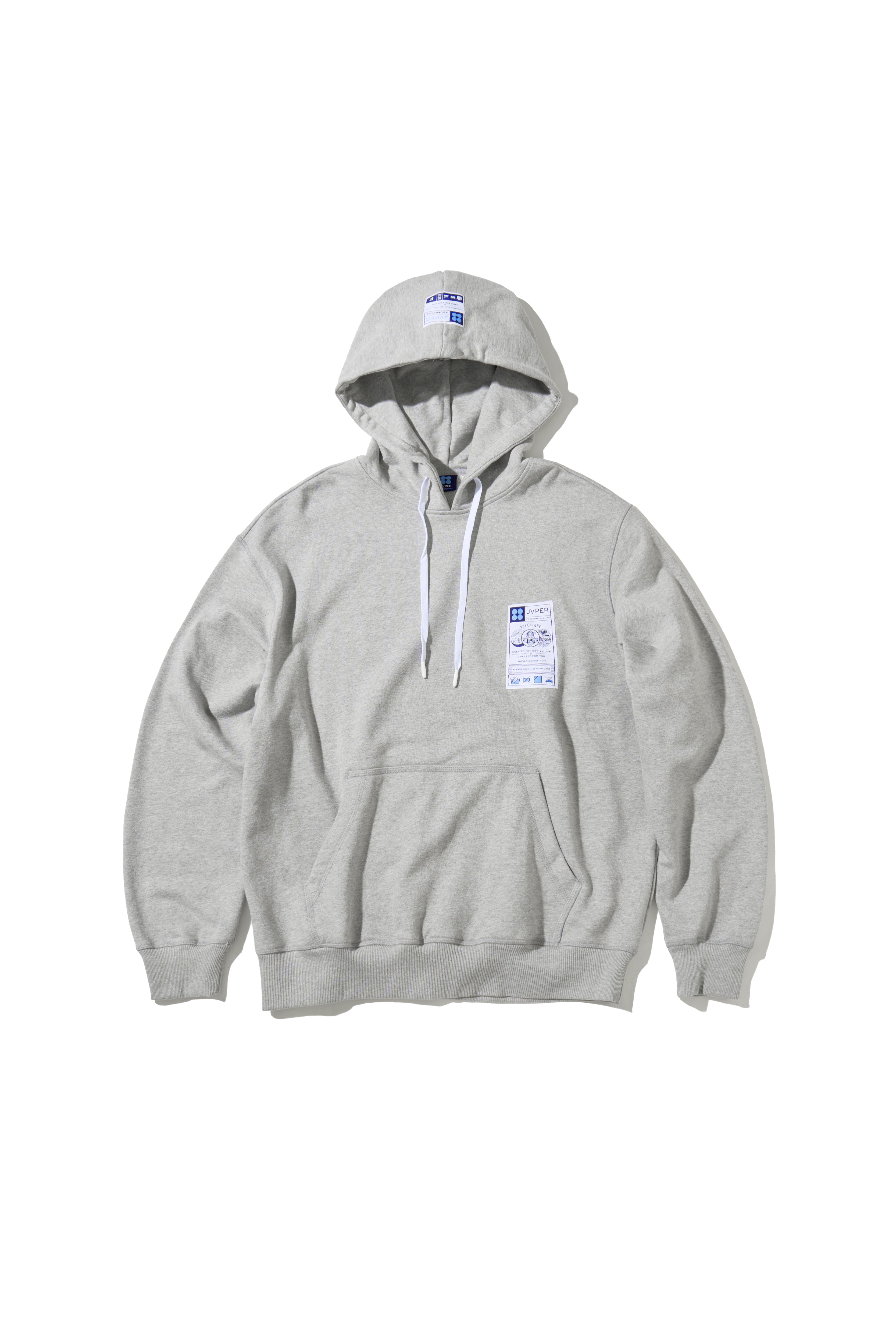 어드벤처 시그니처 라벨 오버핏 후디 – 멜란지 그레이