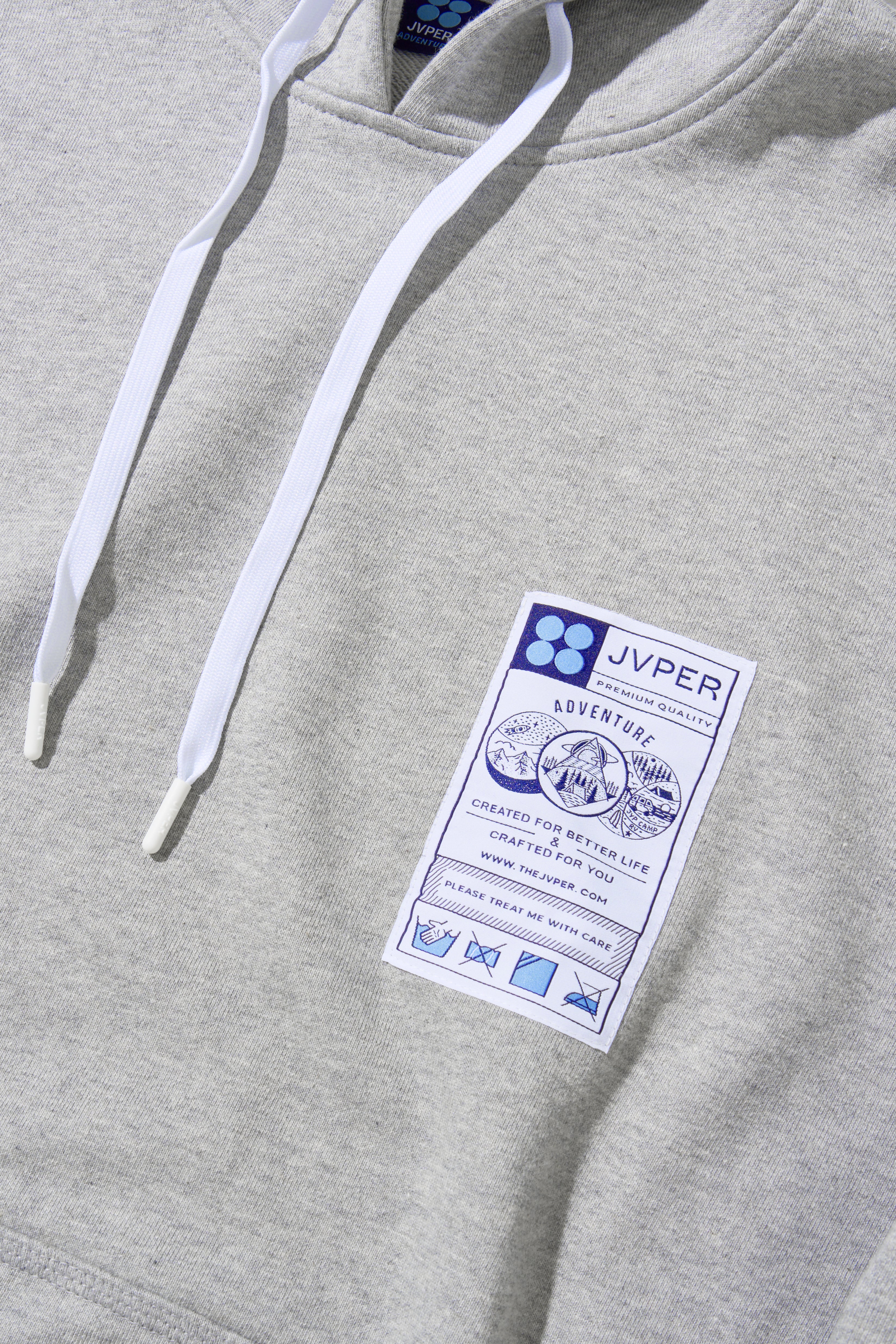 어드벤처 시그니처 라벨 오버핏 후디 – 멜란지 그레이