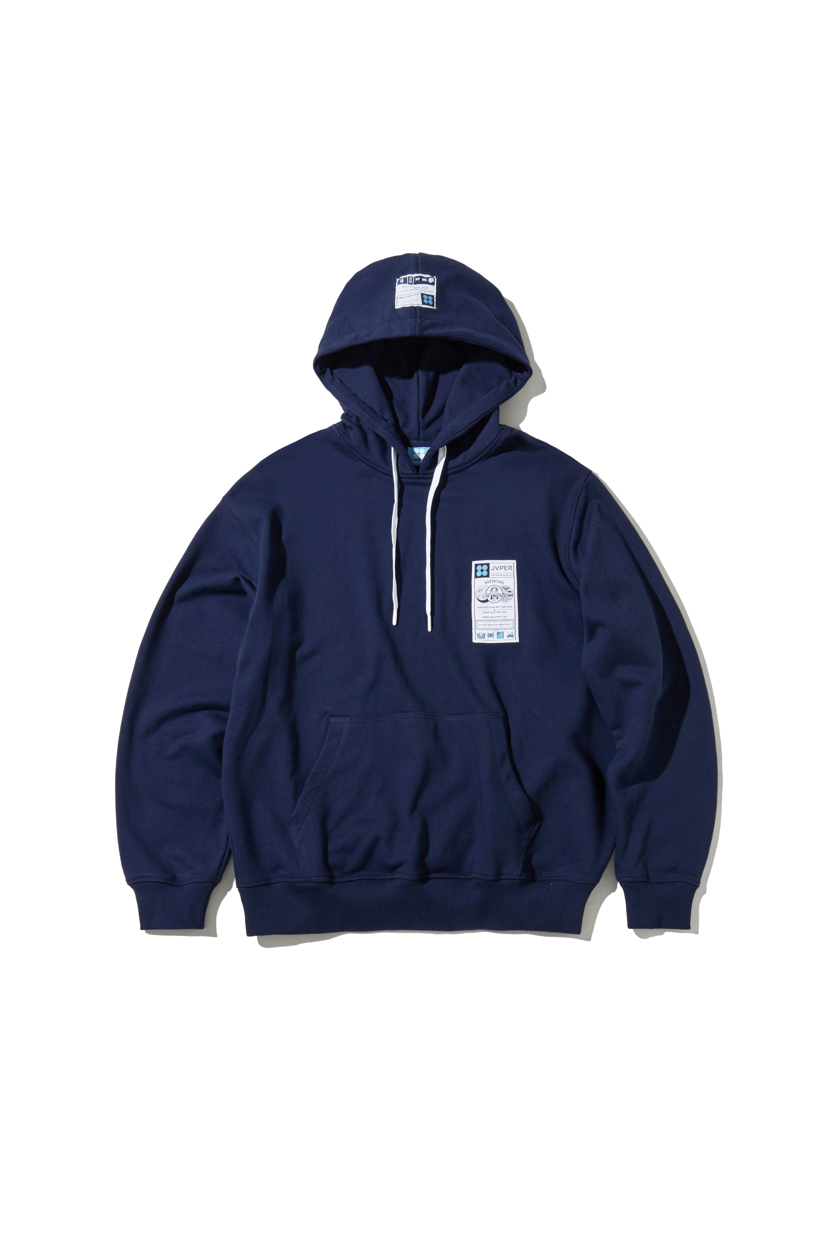 어드벤처 시그니처 라벨 오버핏 후디 – 네이비