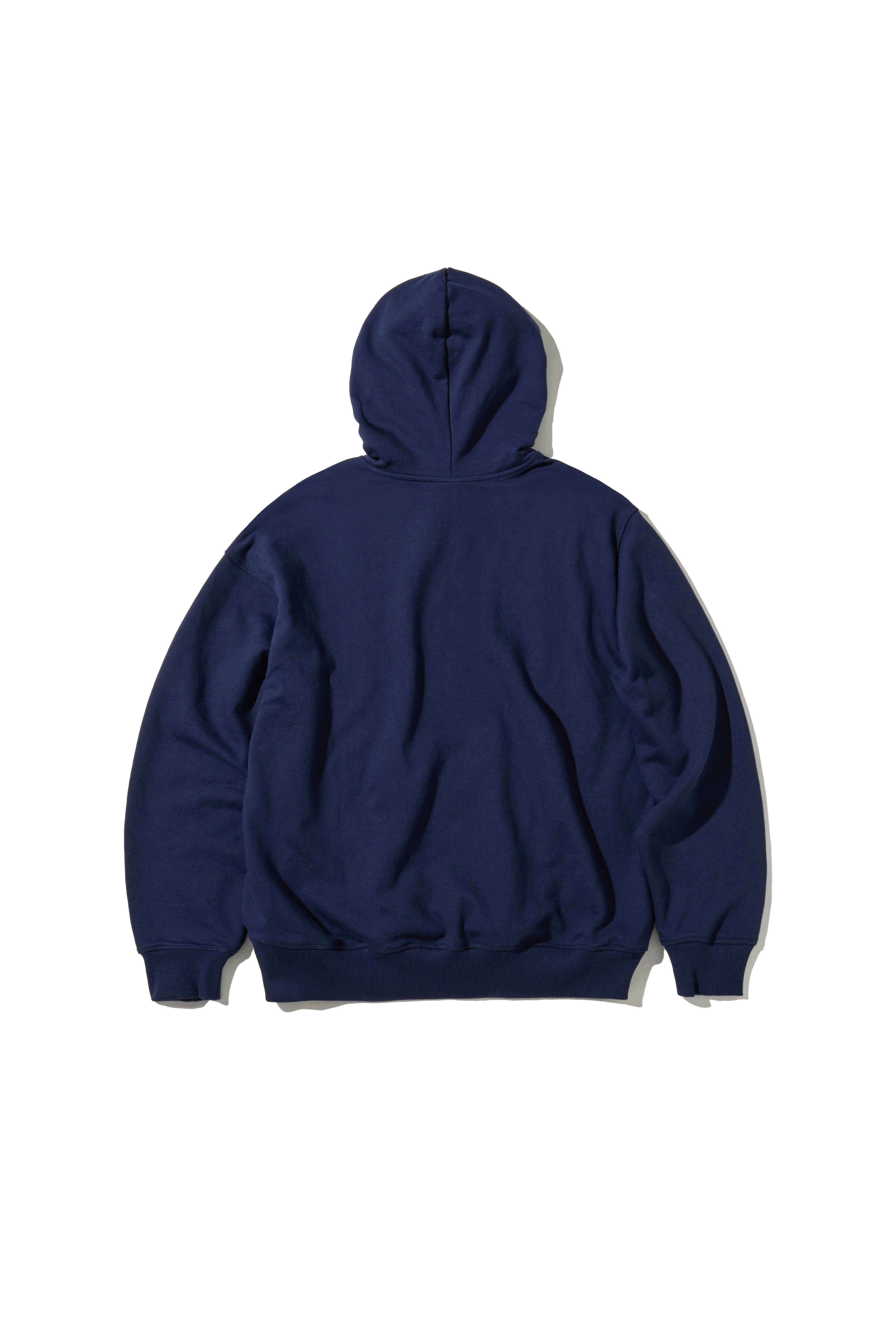 어드벤처 시그니처 라벨 오버핏 후디 – 네이비